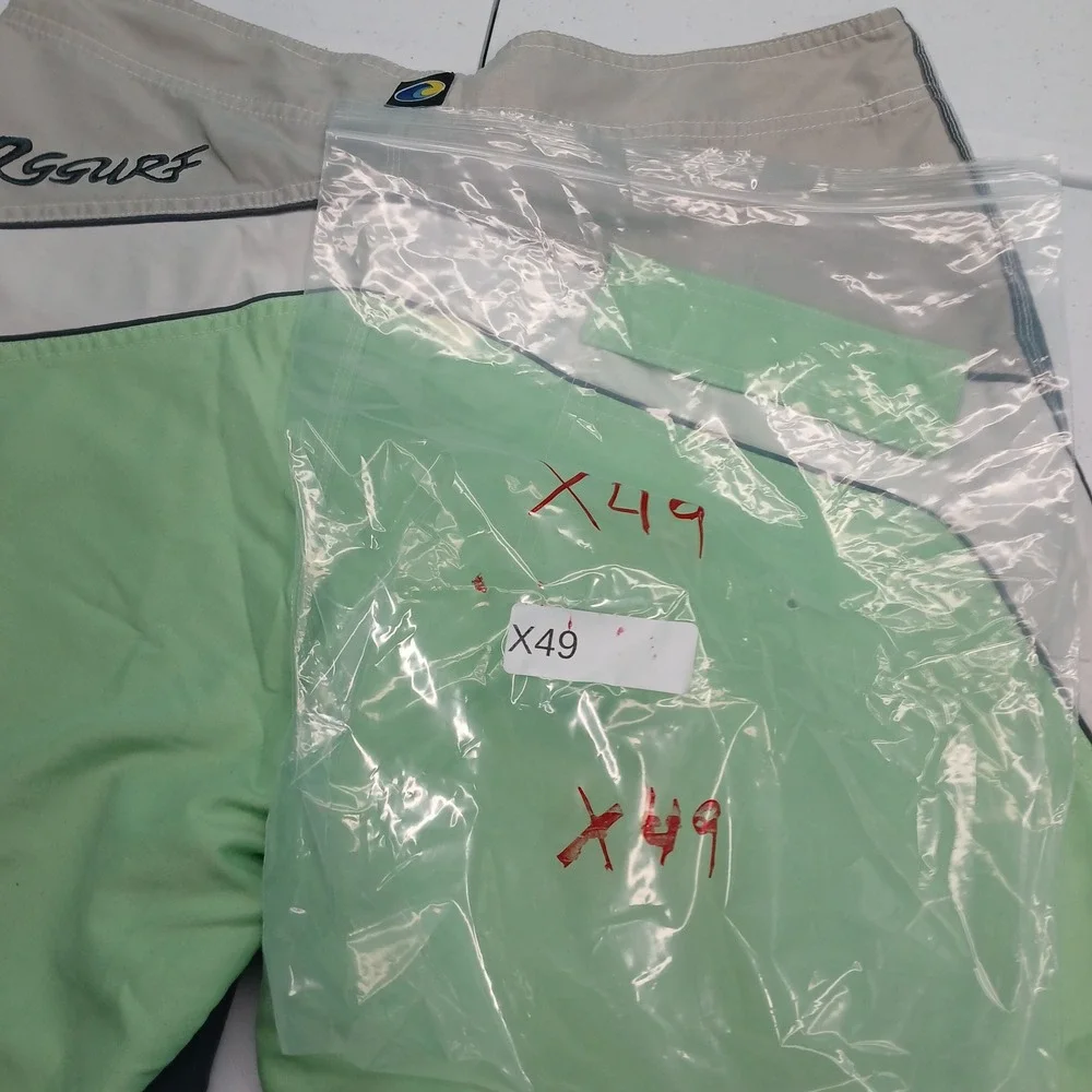 RSSURF Board Shorts 34 Grey Green Colorblock Surf Swim Trunks Beachwear‎